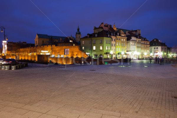 Nuit Skyline Varsovie vieille ville Pologne carré [[stock_photo]] © rognar