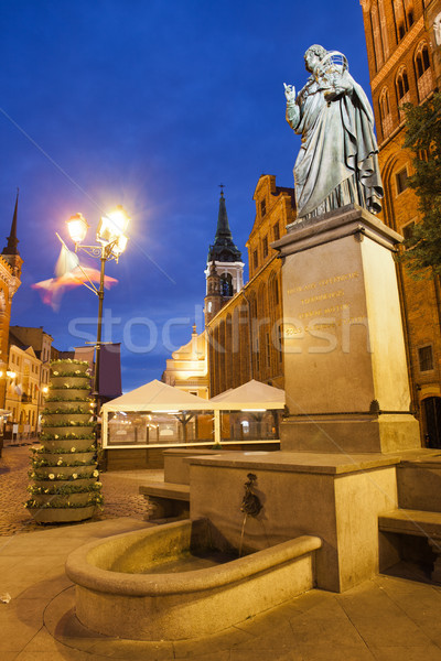 Nicolaus Copernicus Monument at Night in Poland Stock photo © rognar