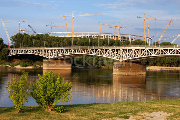 Rivier Warschau gebouw bouw brug bank Stockfoto © rognar