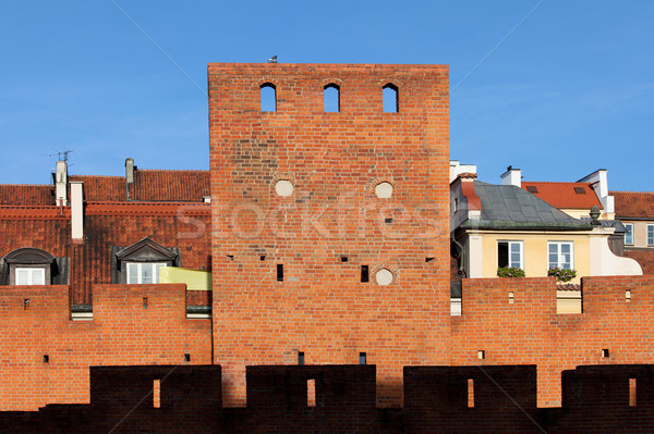 Varsavia città vecchia muro torre muro di mattoni Polonia Foto d'archivio © rognar