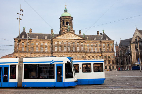 Royal Palace and Trams in Amsterdam Stock photo © rognar