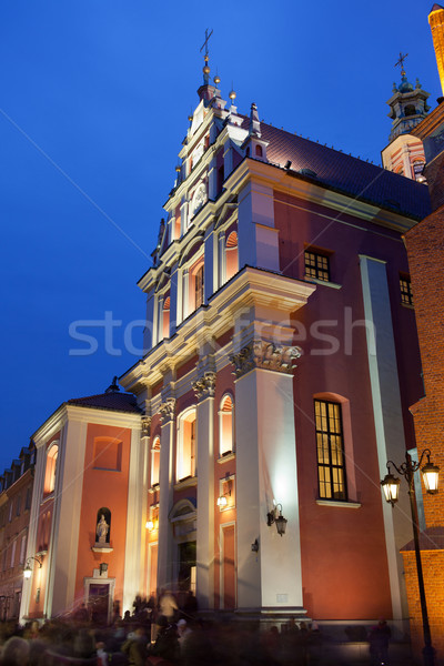 Jesuit Church in Warsaw at Night Stock photo © rognar