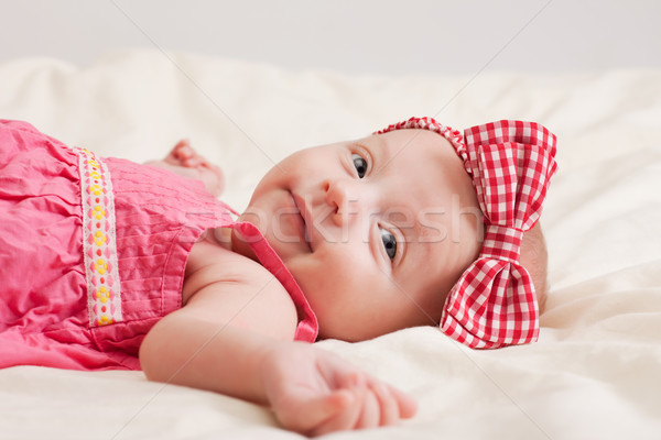 Alegre menina criança rosa vestir Foto stock © rognar
