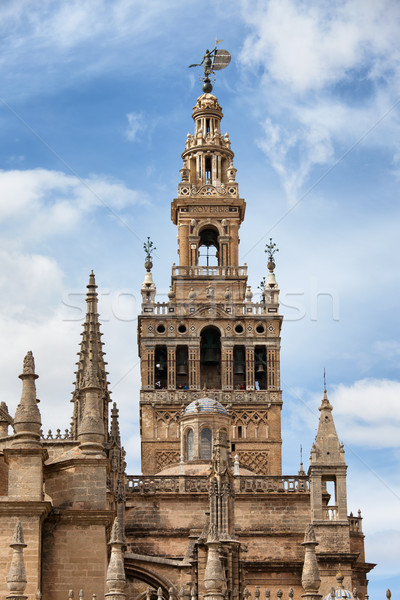 La Giralda Bell Tower of Seville Cathedral in Spain Stock photo © rognar