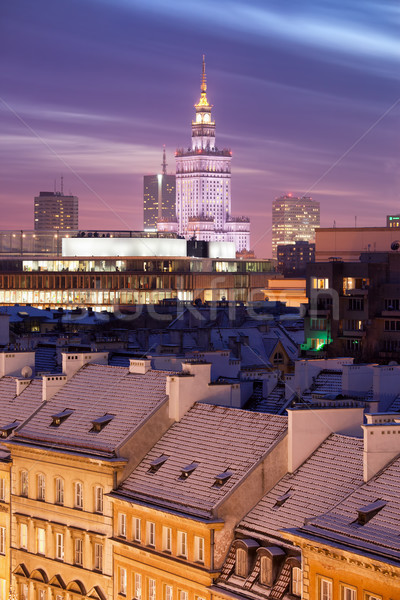Varsavia skyline Polonia città sera Foto d'archivio © rognar