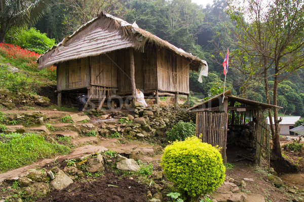 Nördlich Thailand Landschaft traditionellen Holz Haus Stock foto © rognar