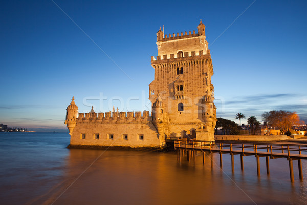 Belem Tower in Lisbon Illuminated at Dusk Stock photo © rognar