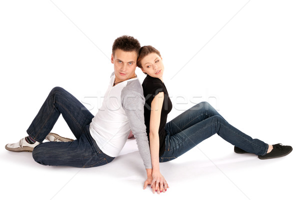 Paar Sitzung zurück jungen anziehend liebevoll Stock foto © rognar