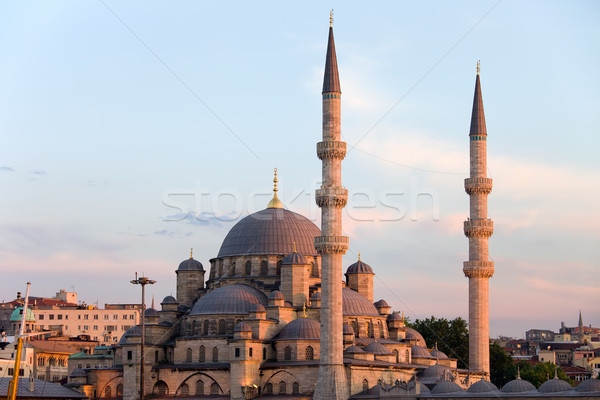 Nieuwe moskee istanbul zonsondergang turks historische architectuur Stockfoto © rognar