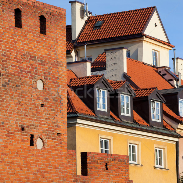 [[stock_photo]]: Vieille · ville · Varsovie · maisons · ville · mur · Pologne