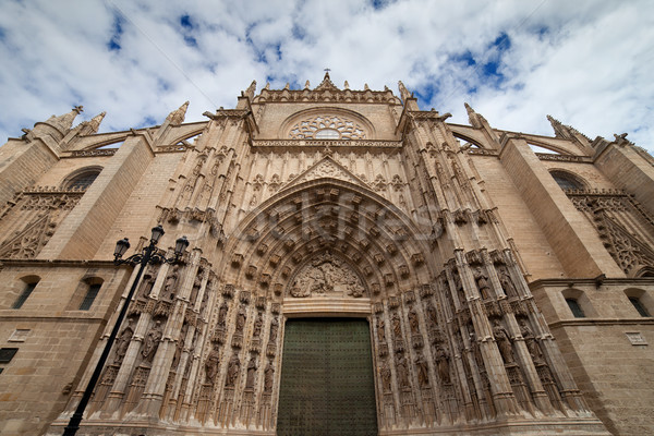 Katedrális nyugat homlokzat ajtó feltételezés spanyol Stock fotó © rognar