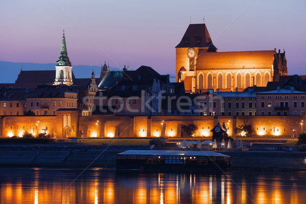 Akşam ortaçağ şehir Polonya ufuk çizgisi Stok fotoğraf © rognar