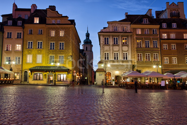 óváros Varsó este festői öreg házak Stock fotó © rognar