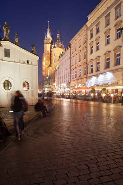 Foto stock: Ciudad · cracovia · noche · Polonia · principal · cuadrados