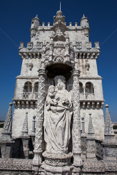 Statue of St. Mary and Child at Belem tower in Portugal Stock photo © rognar
