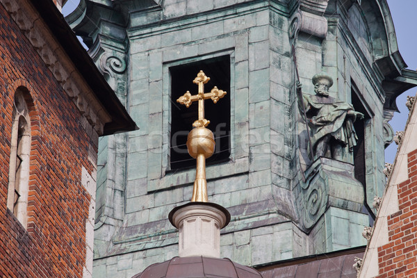 Architectural détails cathédrale cracovie doré croix Photo stock © rognar
