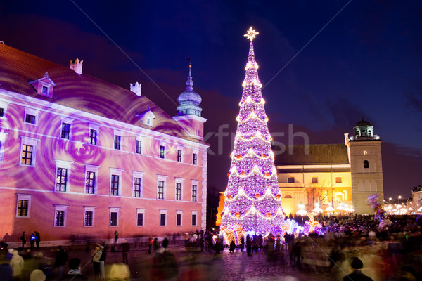 Christmas Tree in Warsaw Old Town Stock photo © rognar