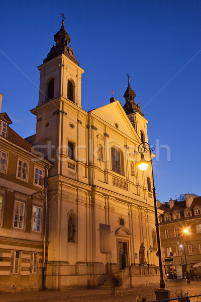 Templom szentlélek Varsó barokk stílus éjszaka Stock fotó © rognar