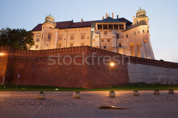 Királyi kastély Krakkó alkonyat Lengyelország este Stock fotó © rognar