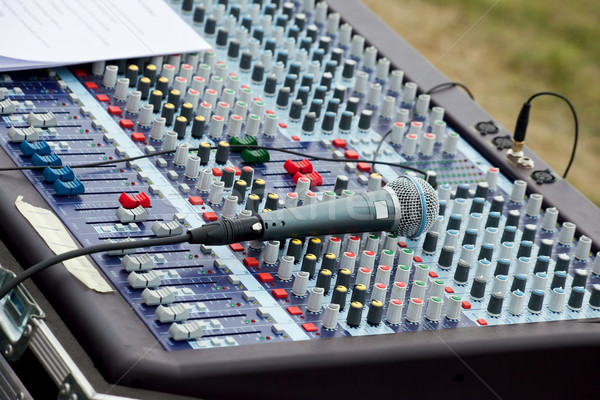 Música mezclador escritorio portátil grande micrófono Foto stock © rognar