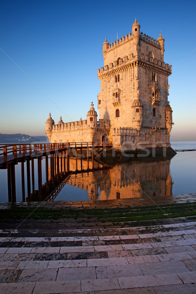 Sunrise at Belem Tower in Lisbon Stock photo © rognar