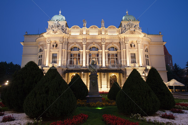 Juliusz Slowacki Theatre by Night in Krakow Stock photo © rognar