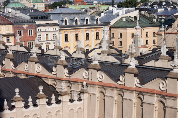旧市街 クラクフ 歴史的な建物 装飾的な 屋上 布 ストックフォト © rognar