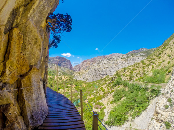 Beautiful view of the Caminito Del Rey mountain path along steep cliffs Stock photo © Romas_ph