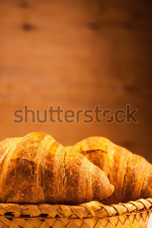 Cornetti basket tavolo in legno coperto grezzo tessuto Foto d'archivio © Romas_ph