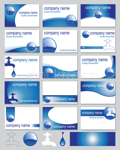 Visitenkarten Klempner fünfzehn Designs blau Service Stock foto © ronfromyork