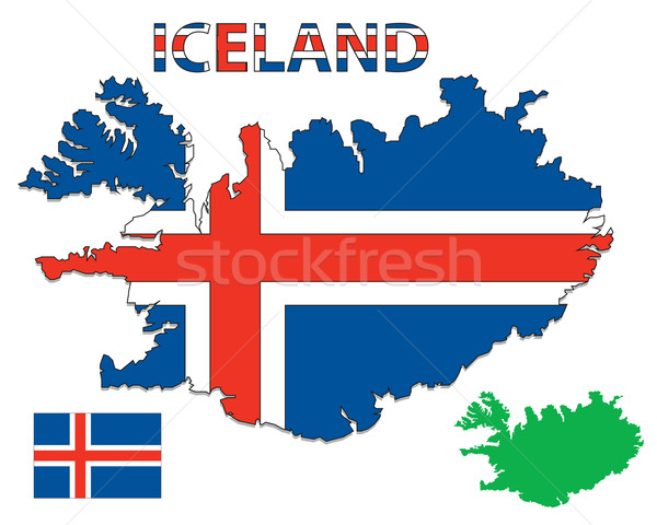 Islandia mapa bandera fondo verde Foto stock © ronfromyork