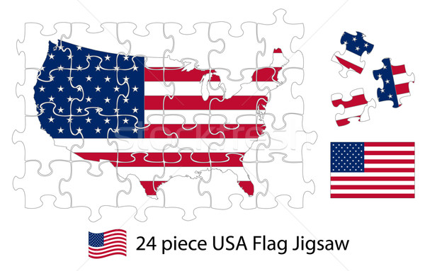 USA Puzzle Muster Flagge innerhalb Gliederung Stock foto © ronfromyork