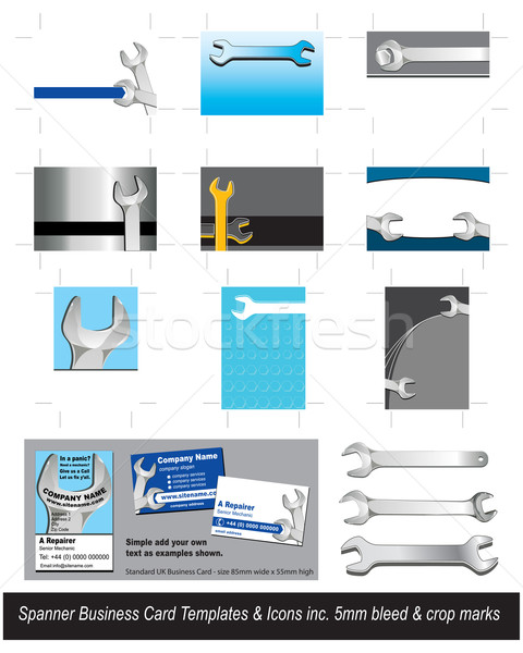 Visitenkarten Visitenkarte Vorlagen Schraubenschlüssel Design Raum Stock foto © ronfromyork