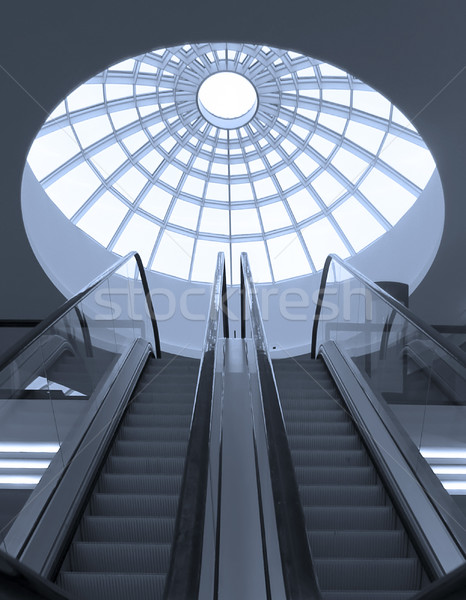 Leer Rolltreppe innerhalb Einkaufszentrum blau Wirkung Stock foto © ronfromyork