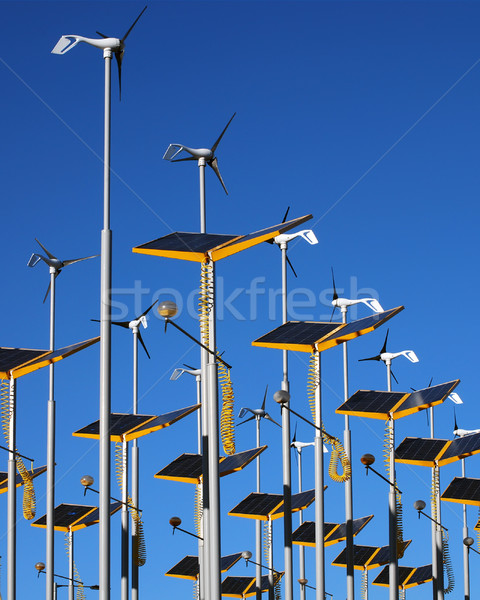 Alternativa energía viento paneles solares tecnología azul Foto stock © ronfromyork