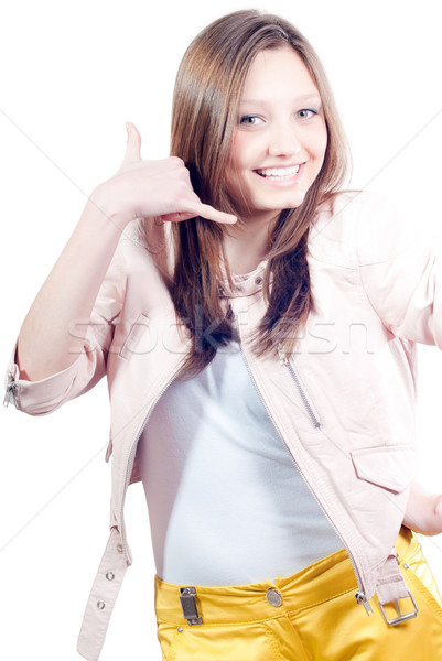 Foto stock: Hermosa · feliz · signo