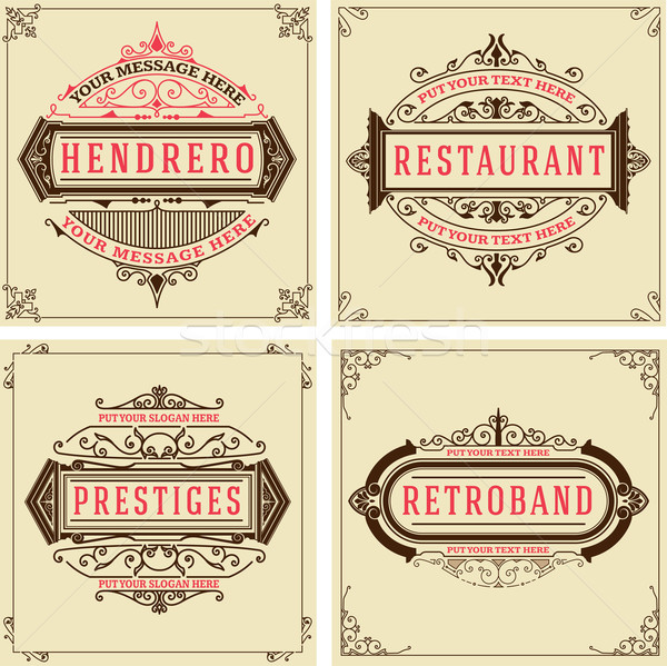 Vintage logo modèles hôtel restaurant affaires Photo stock © roverto