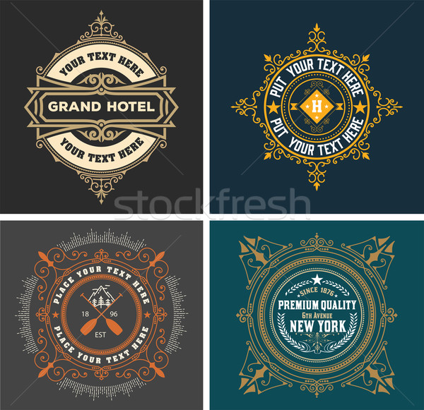 Vintage logotipo templates hotel restaurante negócio Foto stock © roverto