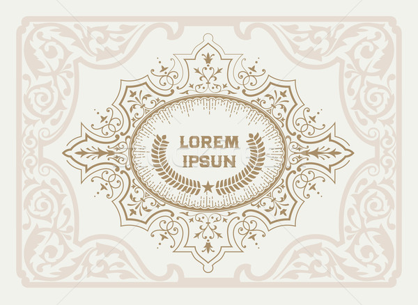 Retro card design with floral details. Organized by layers. Stock photo © roverto