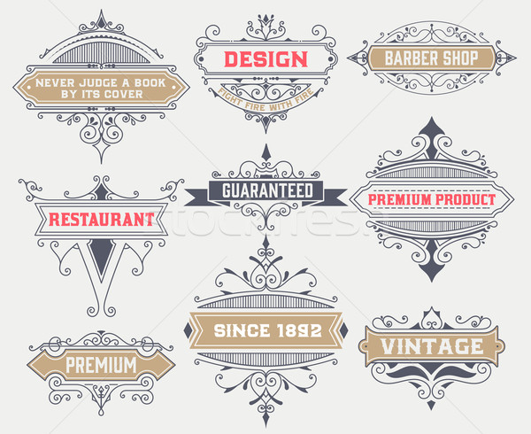 vintage logo template, Hotel, Restaurant, Business Identity set. Stock photo © roverto