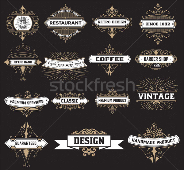 vintage logo template, Hotel, Restaurant, Business Identity set. Stock photo © roverto