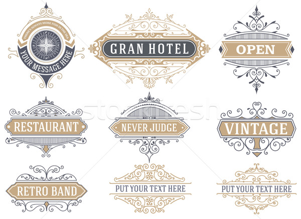 Stock photo: 9 Labels and banners. Vector