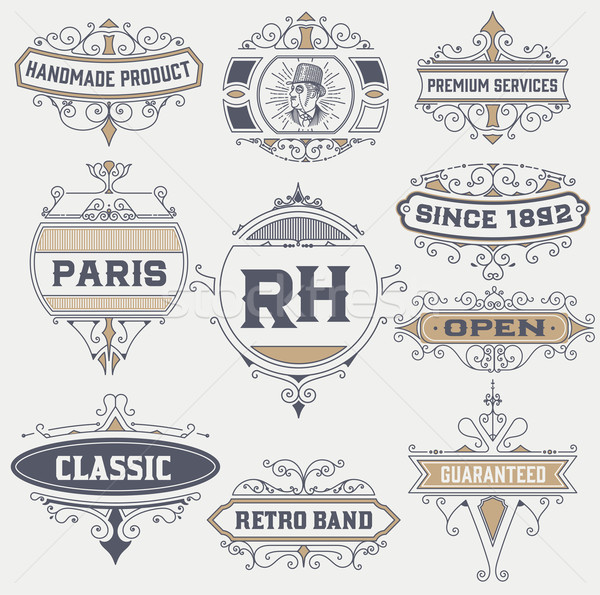 vintage logo template, Hotel, Restaurant, Business Identity set. Stock photo © roverto