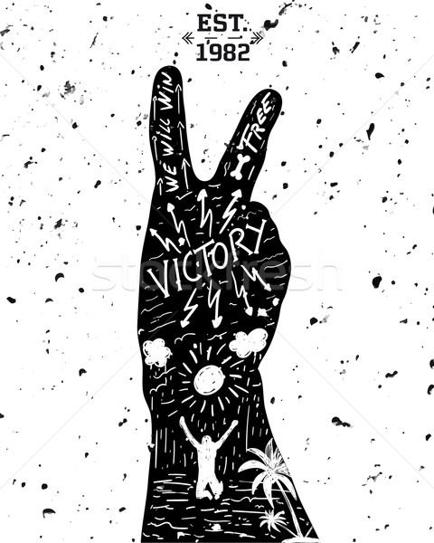 Vector. vintage label, victory  Stock photo © roverto