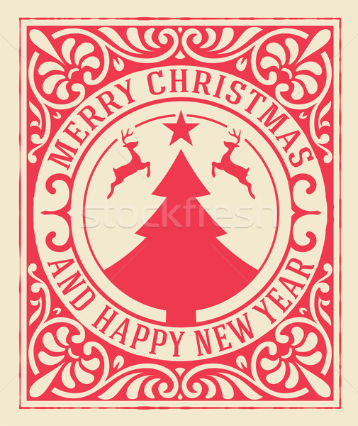 Navidad tarjeta de felicitación vintage ornamento decoración alegre Foto stock © roverto