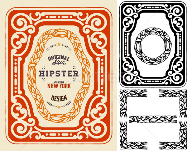 Retro card with design elements. Organized by layers. Stock photo © roverto