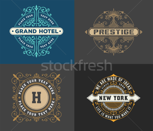 Jahrgang logo Vorlage Hotel Restaurant Business Stock foto © roverto
