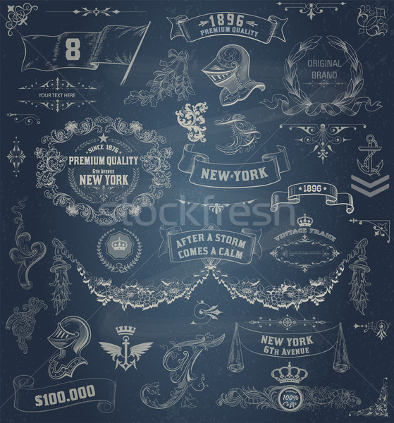 Szett kalligrafikus terv elemek heraldika címkék Stock fotó © roverto