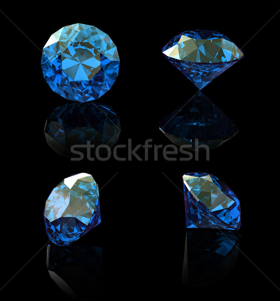 Foto stock: Azul · isolado · branco · diamante · jóias