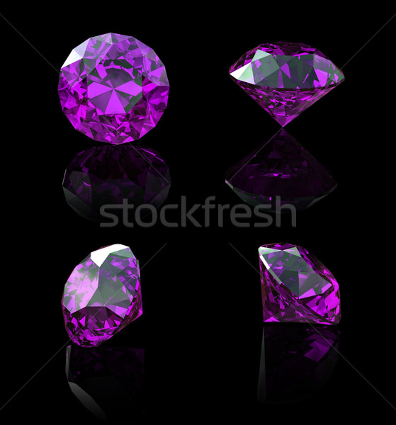 Ametista isolato nero gemma diamante rosa Foto d'archivio © Rozaliya